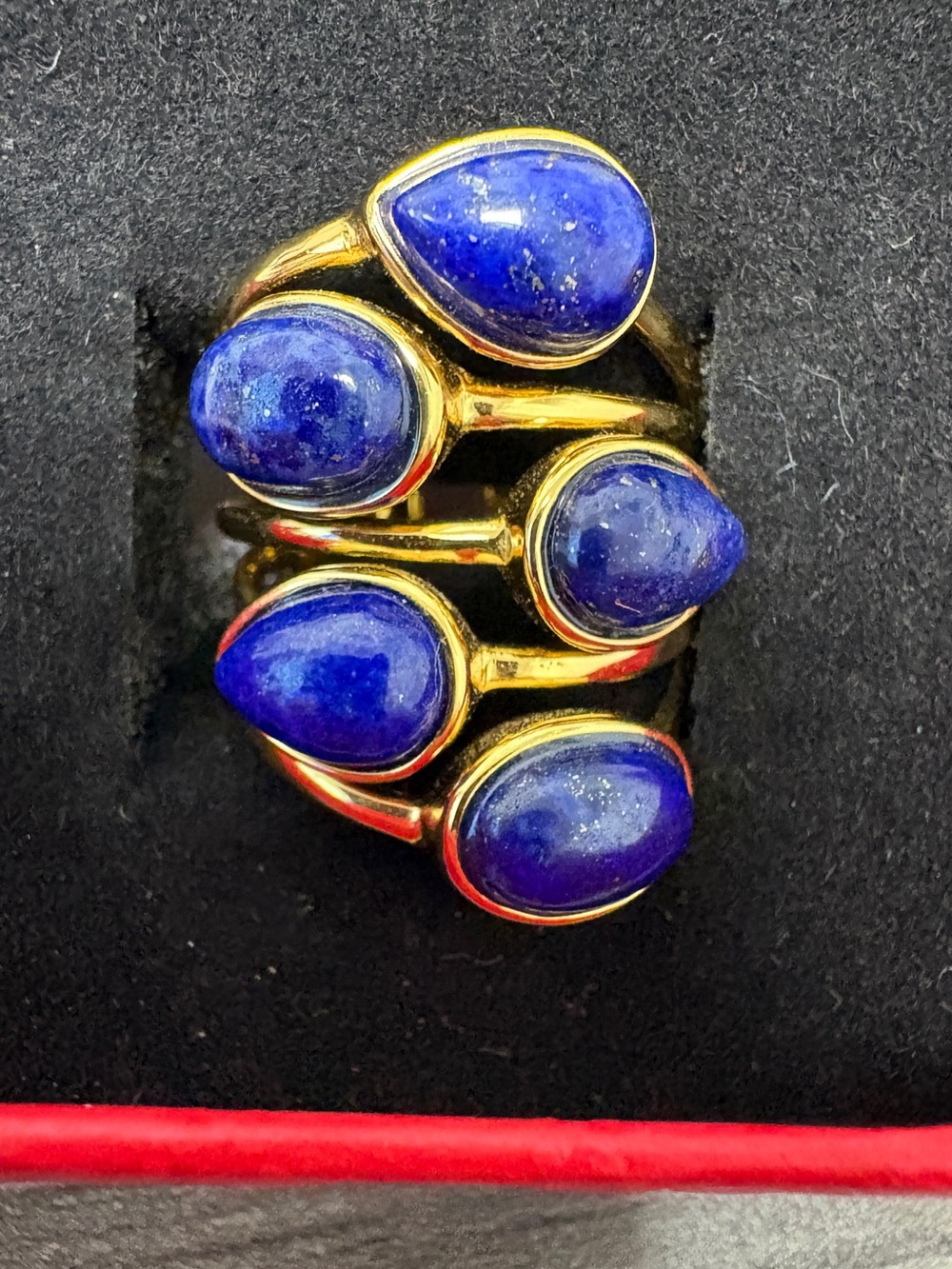 Stella and Dot Lapis Lazuli Gold Tone Adjustable Ring -
